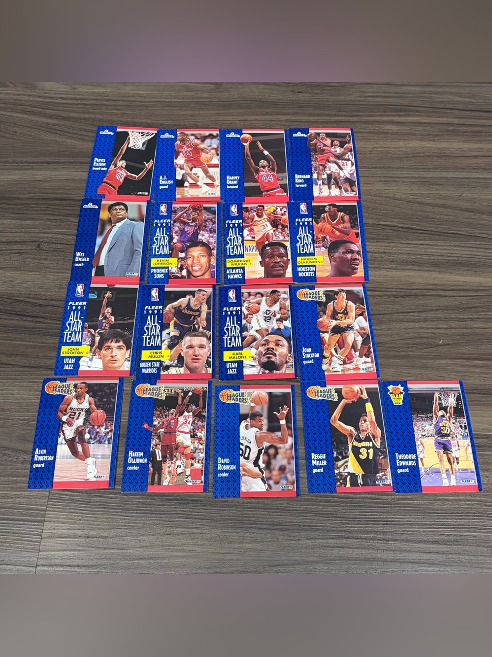 Set of 17 Vintage 1991 Fleer NBA Basketball Cards Approx #205-227